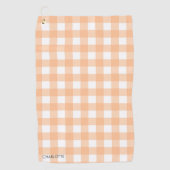 Gepersonaliseerde Cottage Peach Gingham Plaid Golfhanddoek (Voorkant)