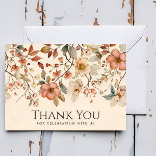 Gepersonaliseerde Cottagecore Neutral Beige Wildfl Bedankkaart
