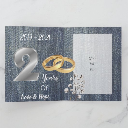 Gepersonaliseerde Cotton 2e jaar bruiloft Jubileum Kaart (Binnen)