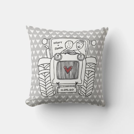 Gepersonaliseerde country Wedding Tractor-module Kussen (Voorkant)