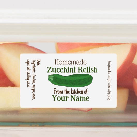 Gepersonaliseerde courgette Relish Zelfgemaakte in Labels (Aangebracht)