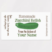 Gepersonaliseerde courgette Relish Zelfgemaakte in Labels (Design 1)