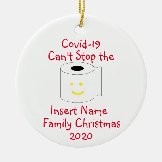 Gepersonaliseerde Covid-19 kan geen Kerstmis stopp Keramisch Ornament (Voorkant)