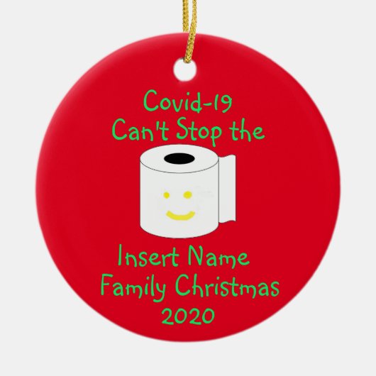 Gepersonaliseerde Covid-19 kan geen Kerstmis stopp Keramisch Ornament (Voorkant)