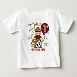 Gepersonaliseerde Cowboy 1st Birthday Tshirt