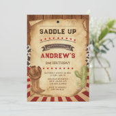 Gepersonaliseerde cowboy 2e verjaardag kaart (Staand voorkant)