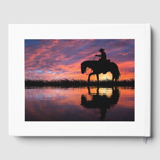 Gepersonaliseerde cowboy bij de viering van paarde gastenboek (Achterkant)