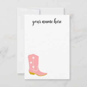 Gepersonaliseerde Cowboy Boots Notecards Bedankkaart