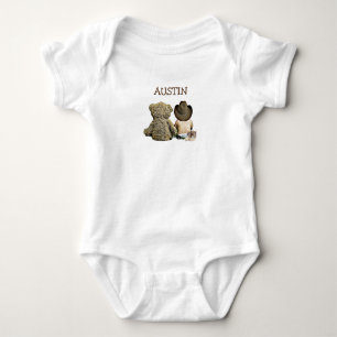 Gepersonaliseerde Cowboy en Teddy Bear Baby One Pi Romper