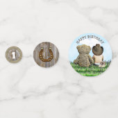 Gepersonaliseerde Cowboy en Teddy Bear Eerste Verj Confetti (Voorkanten)