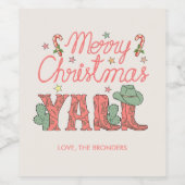 Gepersonaliseerde Cowboy Merry Christmas Wijnlabel Wijn Etiket (Enkel label)