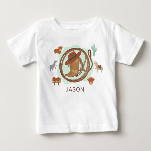 Gepersonaliseerde Cowboy-naam Baby T-Shirt (Voorkant)