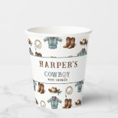 Gepersonaliseerde Cowboy Pattern Baby shower Papieren Bekers (Voorkant)