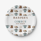 Gepersonaliseerde Cowboy Pattern Baby shower Papieren Bordje (Voorkant)