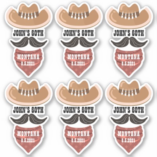 Gepersonaliseerde Cowboy Pet Westerne feestthema Sticker (Voorkant)