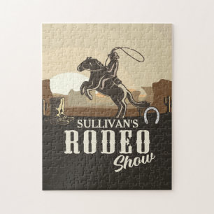 Gepersonaliseerde Cowboy Rodeoshow met touw Legpuzzel