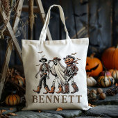 Gepersonaliseerde Cowboy Skeleton Trick or treat S Tote Bag