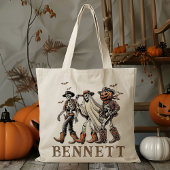 Gepersonaliseerde Cowboy Skeleton Trick or treat S Tote Bag