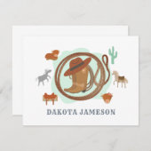 Gepersonaliseerde Cowboy Theme Boy's Notitiekaartje (Voorkant / Achterkant)