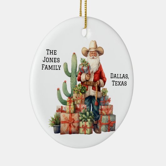 Gepersonaliseerde Cowboy Westerne Kerstman Keramisch Ornament (Rechts)