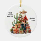 Gepersonaliseerde Cowboy Westerne Kerstman Keramisch Ornament (Voorkant)