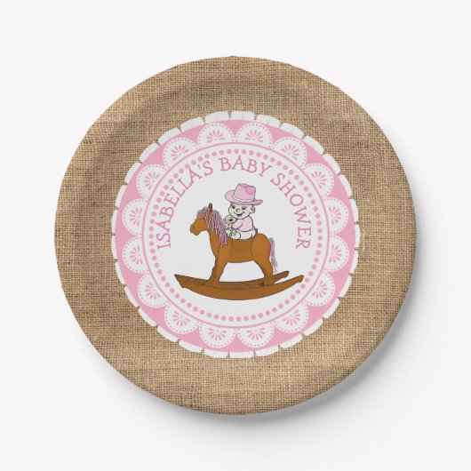 Gepersonaliseerde Cowgirl Baby shower Cake Paper B Papieren Bordje (Voorkant)