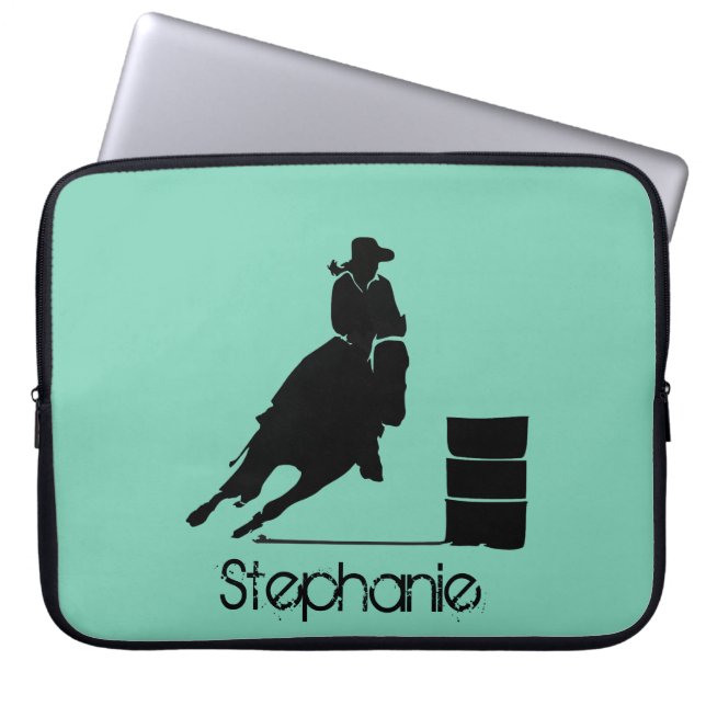 Gepersonaliseerde Cowgirl Barrel Racer Laptop Sleeve (Voorkant)