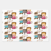Gepersonaliseerde Cowgirl & Cowboy Inpakpapier Vel (Voorkant)