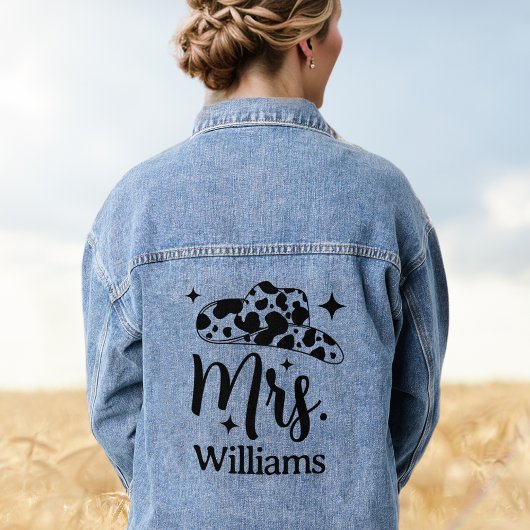 Gepersonaliseerde Cowgirl Pet Mrs Bride Jean Denim Jacket
