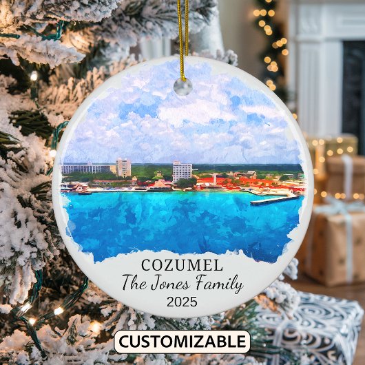 Gepersonaliseerde Cozumel Ornament, Mexico Keramisch Ornament