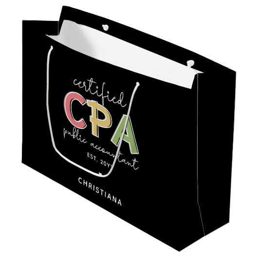 Gepersonaliseerde CPA Certified Public Accountant Groot Cadeauzakje (Voorkant Gekanteld)