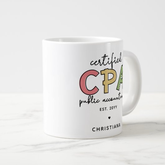 Gepersonaliseerde CPA Certified Public Accountant- Grote Koffiekop (Voorkant rechts)