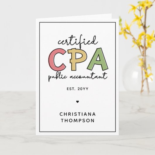 Gepersonaliseerde CPA Certified Public Accountant- Kaart (Gele Bloem)
