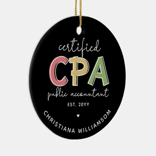 Gepersonaliseerde CPA Certified Public Accountant- Keramisch Ornament (Rechts)
