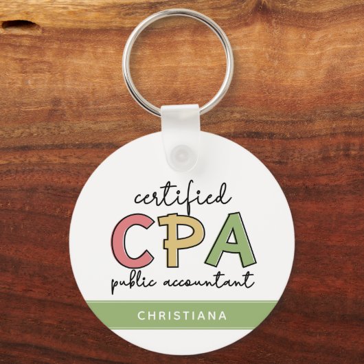 Gepersonaliseerde CPA Certified Public Accountant- Sleutelhanger (Voorkant)