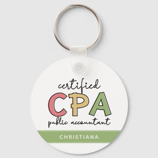 Gepersonaliseerde CPA Certified Public Accountant- Sleutelhanger (Achterkant)