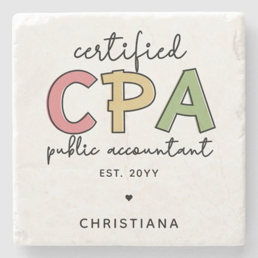 Gepersonaliseerde CPA Certified Public Accountant- Stenen Onderzetter (Voorkant)