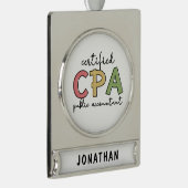 Gepersonaliseerde CPA Certified Public Accountant  Verzilverd Banner Ornament (Rechts)