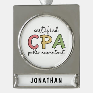 Gepersonaliseerde CPA Certified Public Accountant Verzilverd Banner Ornament