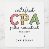 Gepersonaliseerde CPA Certified Public Accountant- Wijn Etiket (Enkel label)