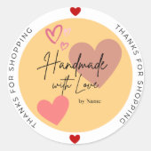 Gepersonaliseerde Craft Handgemaakt met Love Round Ronde Sticker (Voorkant)