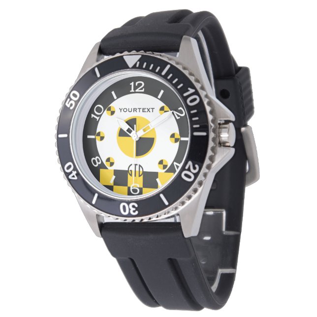 Gepersonaliseerde Crash Test Markers Graphics Horloge (Gekanteld)