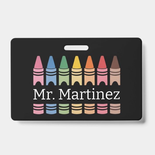 Gepersonaliseerde Crayon Leraar Naam Schattigee Ba Badge (Voorzijde)