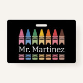 Gepersonaliseerde Crayon Leraar Naam Schattigee Ba Badge (Voorkant)