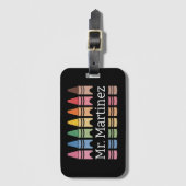 Gepersonaliseerde Crayon Leraar Naam Schattigee Ba Bagagelabel (Voorkant (verticaal))