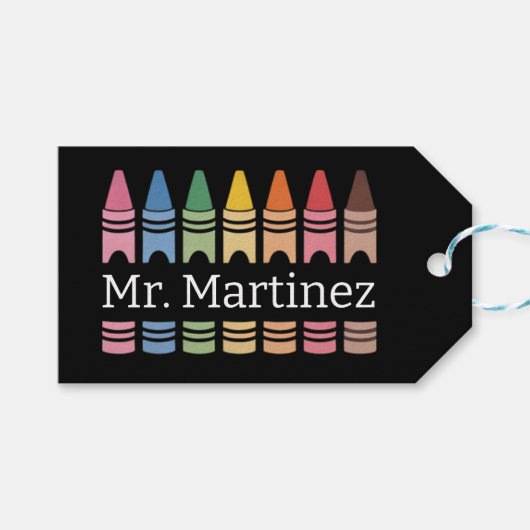 Gepersonaliseerde Crayon Leraar Naam Schattigee Ba Cadeaulabel (Voorkant (Horizontaal))