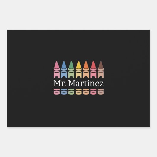 Gepersonaliseerde Crayon Leraar Naam Schattigee Ba Inpakpapier Vel (Voorkant)