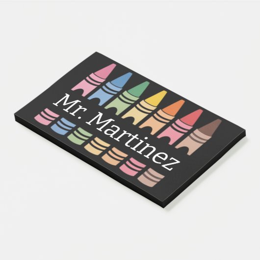 Gepersonaliseerde Crayon Leraar Naam Schattigee Ba Post-it® Notes (Schuin)