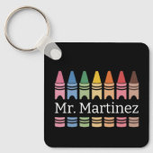 Gepersonaliseerde Crayon Leraar Naam Schattigee Ba Sleutelhanger (Voorkant)
