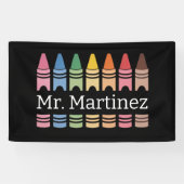 Gepersonaliseerde Crayon Leraar Naam Schattigee Ba Spandoek (Horizontaal)